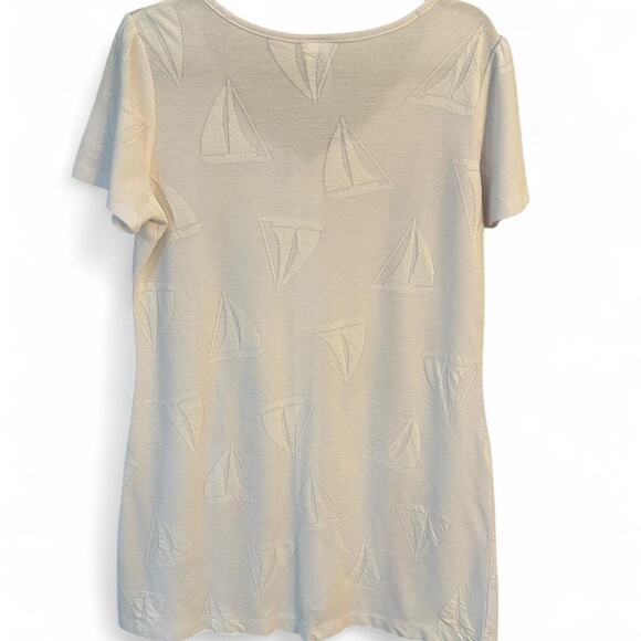 White Cotton Nautical Sailboat Zip Up Swim Cover - Size M - Picture 2 of 4